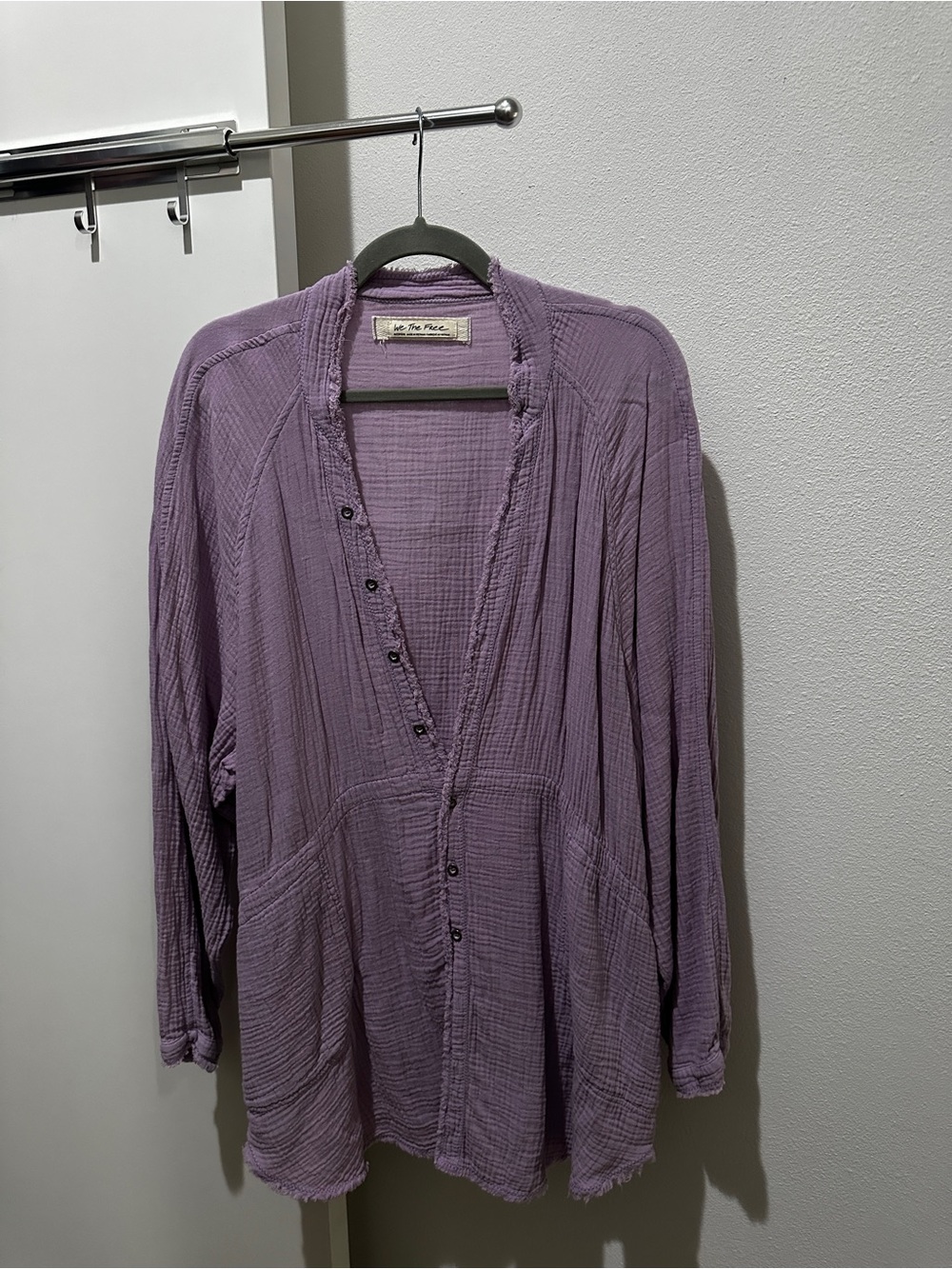 Free People We The Free Purple Gauze Button Down Tunic M 💜